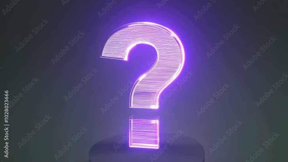 A question mark made of glass is on a green background. The question mark is made of clear glass and is very shiny A question mark made of glass is on a green background. The question mark is made of clear glass and is very shiny