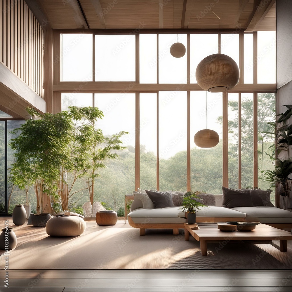 Minimalist, japandi, loft interior design of modern living room. Minimalist, japandi, loft interior design of modern living room.