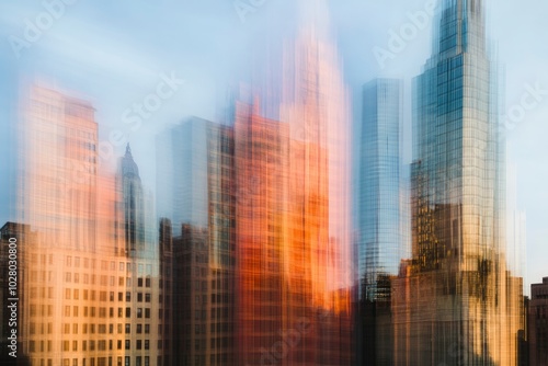 blurred photographs of various architectural structures in the daytime - generative ai