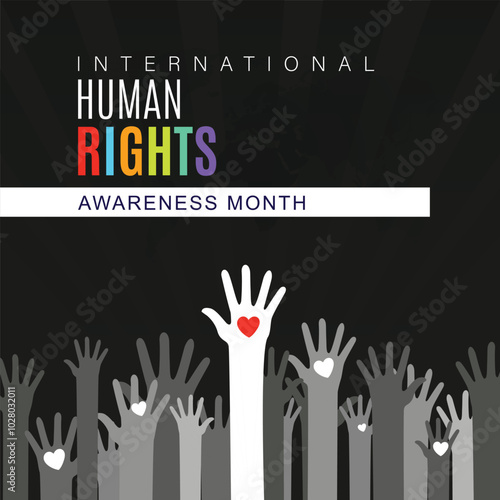 December is Universal Human Rights Month. Holiday concept. Template for background, banner, card, poster with text inscription. Vector EPS10 illustration.