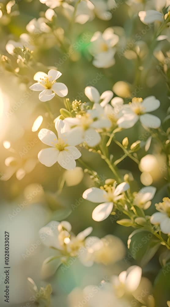 Beautiful white flowers with delicate petals, softly glowing in the sunlight Beautiful white flowers with delicate petals, softly glowing in the sunlight