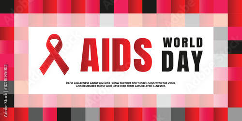 Aids awareness month is observed every year in December, This day brings attention to the growing number of people living long and full lives with HIV and to their health and social needs. Vector art