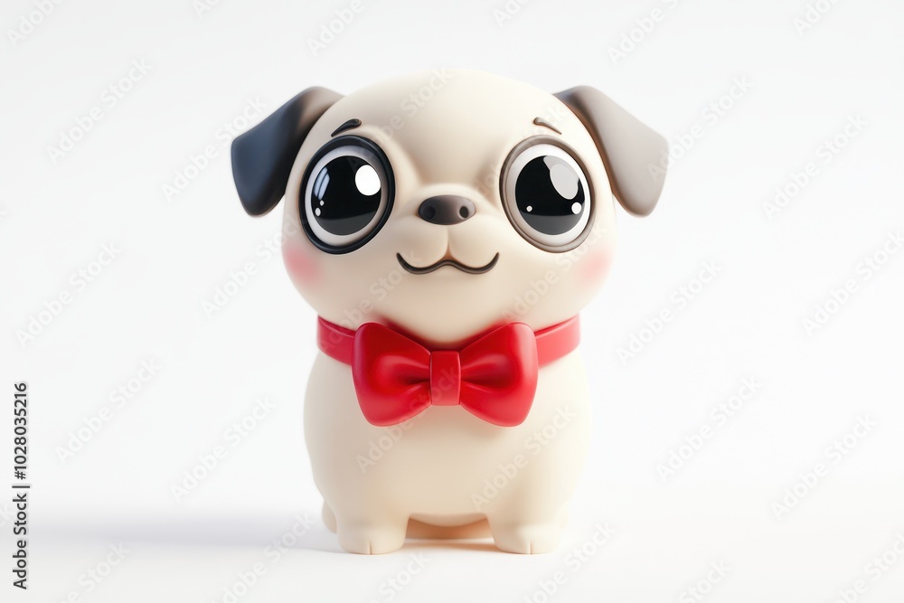 A small white dog with a blue and green face and a red bowtie A small white dog with a blue and green face and a red bowtie