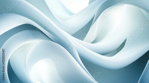 Abstract waves of soft blue and white create a serene and fluid visual experience, AI