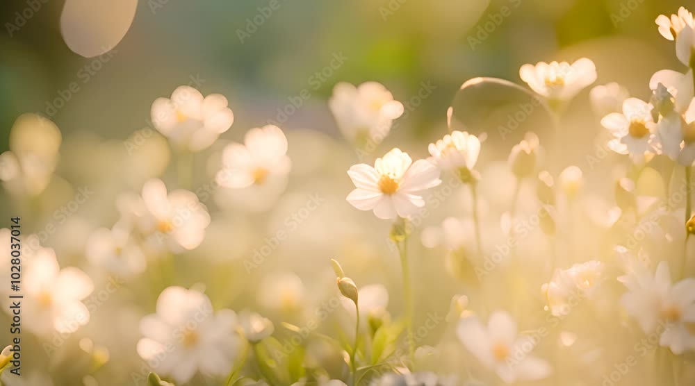 Beautiful white flowers with delicate petals, softly glowing in the sunlight Beautiful white flowers with delicate petals, softly glowing in the sunlight
