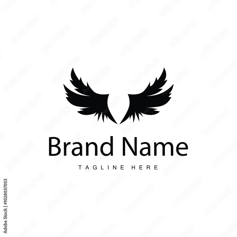 Obraz premium Wing Logo Design, Vector Eagle Falcon Wings, Beauty Flying Bird, Illustration Symbol