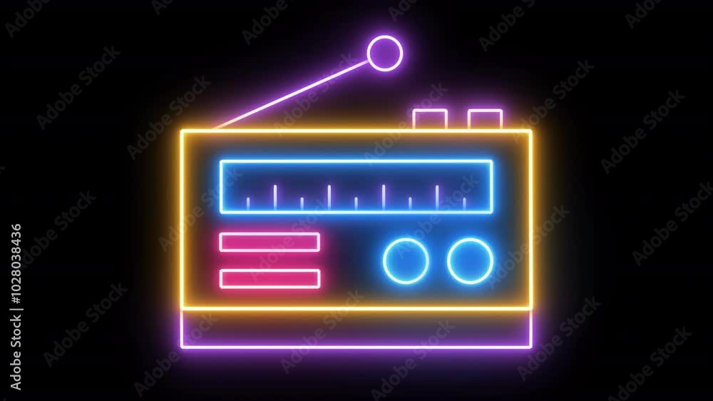 Neon Retro Icons On Alpha Neon Retro Icons On Alpha