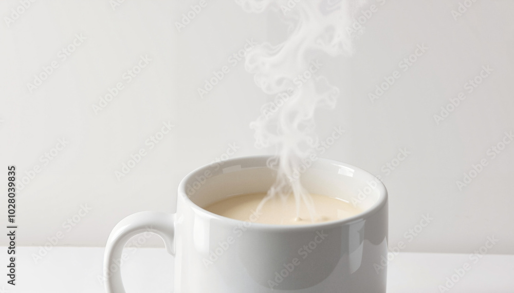 Steaming cup of warm milk on a white background Steaming cup of warm milk on a white background