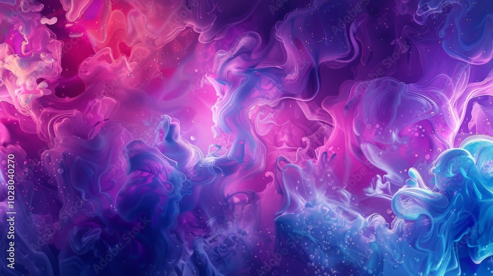 Fototapeta premium Abstract colorful background resembling luminous smoke, forming magical swirls and nebula clouds