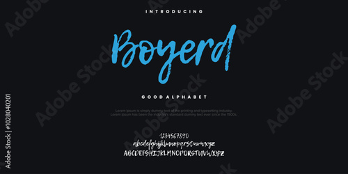 Boyerd rough abstract digital alphabet font typography. Bold Condensed Display Font. Vector illustration