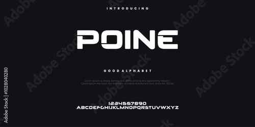 Poine Creative font. Modern abstract digital tech font. Logo creative font, type, technology, movie, digital, music, movie. Fonts and illustration in vector format.