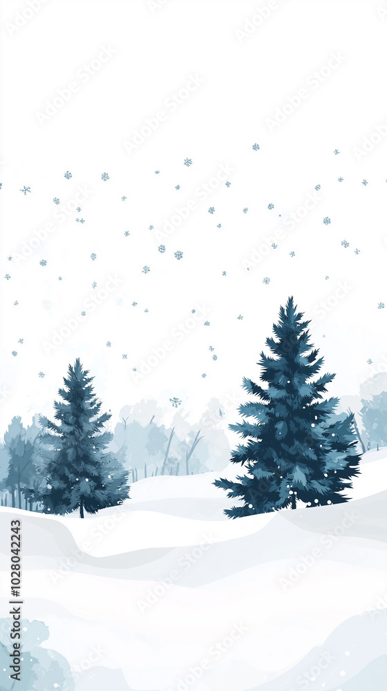 Winter landscape and tree Winter landscape and tree