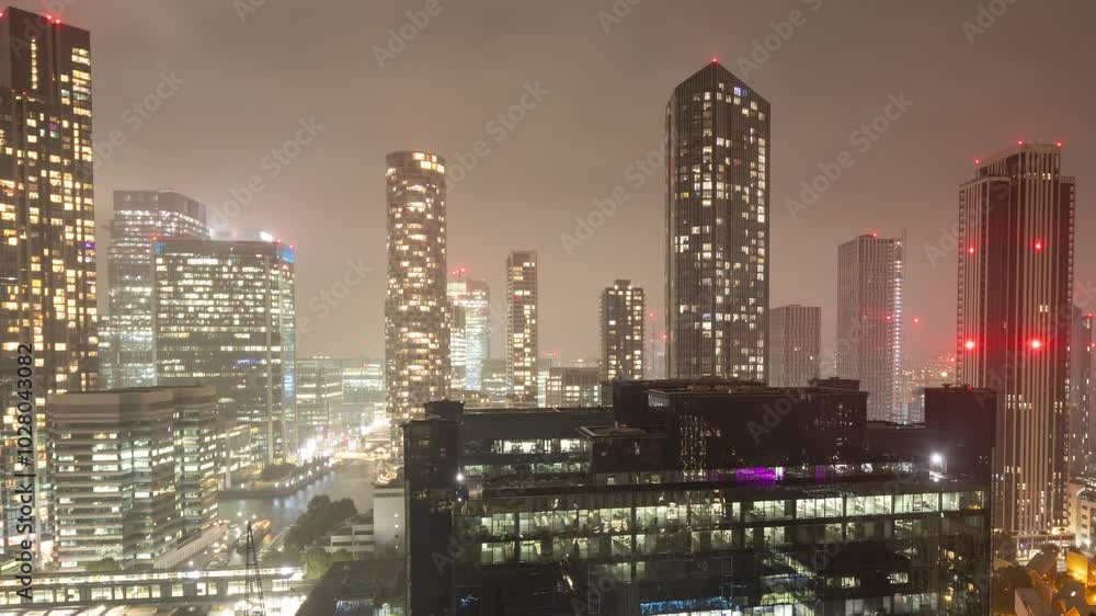 skyline of canary wharf, london docklands skyline of canary wharf, london docklands