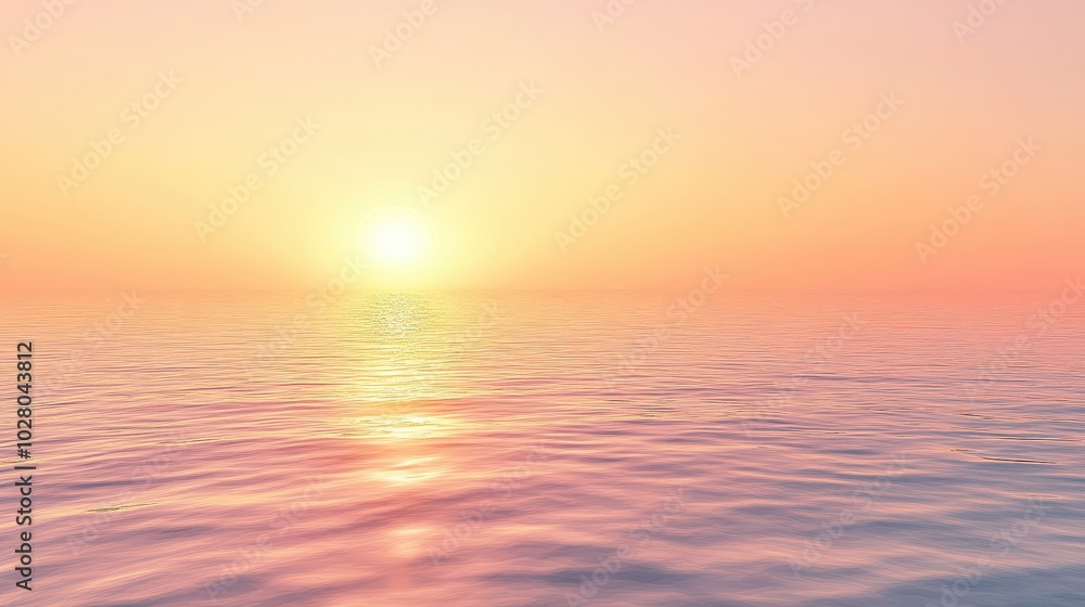 Serene ocean sunset with pink and orange hues on the horizon. Serene ocean sunset with pink and orange hues on the horizon.