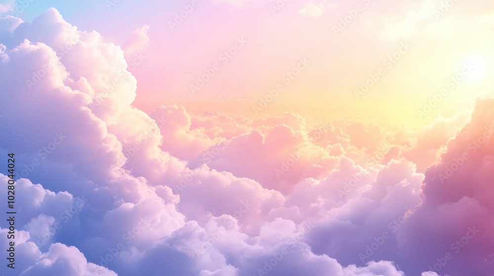 Serene pastel clouds illuminated by a golden sunset. Serene pastel clouds illuminated by a golden sunset.