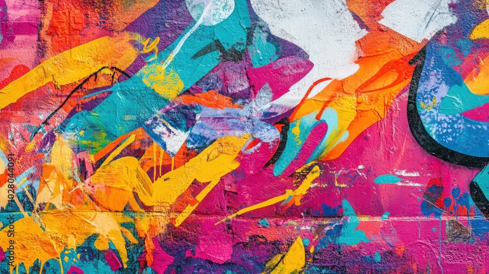 Vibrant abstract graffiti art with bold colors and dynamic shapes. Vibrant abstract graffiti art with bold colors and dynamic shapes.