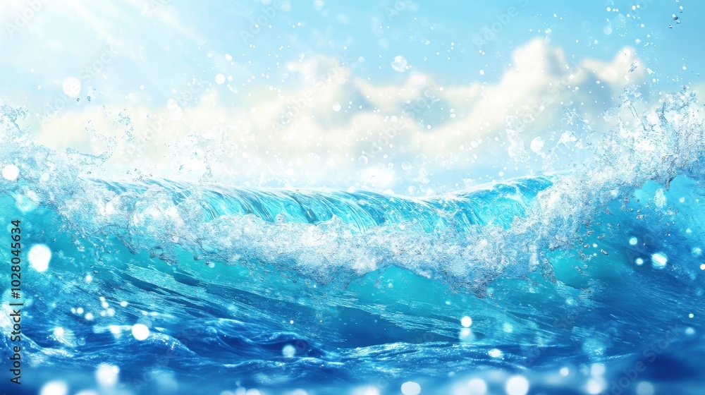 Vibrant ocean waves under a sunny, clear sky. Vibrant ocean waves under a sunny, clear sky.