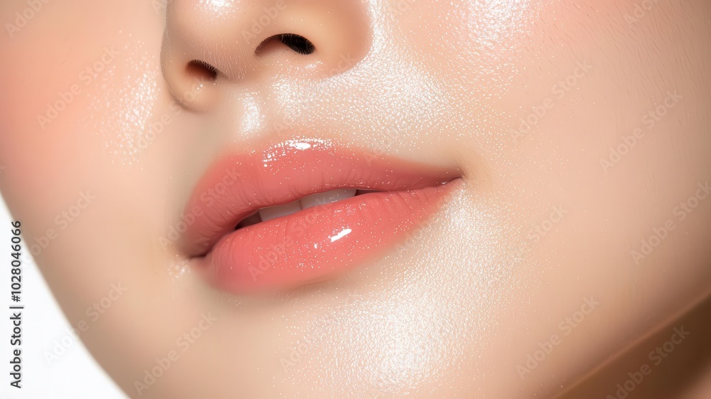 Closeup of an Asian man s face with smooth skin and subtle highlights along the cheekbones and nose subtle highlights, smooth skin, sharp features Closeup of an Asian man s face with smooth skin and subtle highlights along the cheekbones and nose subtle highlights, smooth skin, sharp features