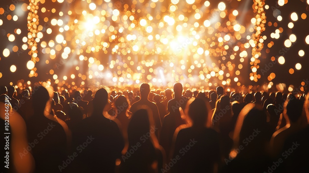 Radiant Concert with Glowing Lights and Excited Crowd Radiant Concert with Glowing Lights and Excited Crowd