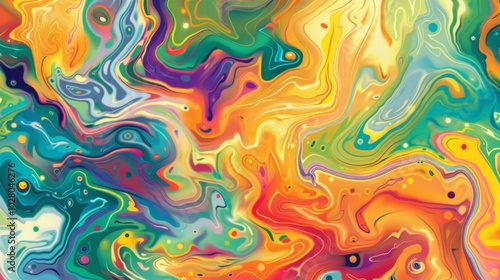 Wallpaper Abstract background with colorful swirls forming a psychedelic marbled pattern, perfect for a digital wallpaper