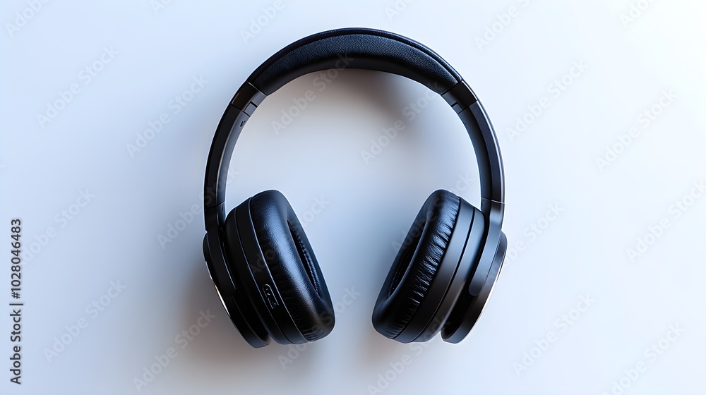 High-resolution image of black Bluetooth headphones in sleek design, isolated on pure white, highlighting luxury and modern audio gear High-resolution image of black Bluetooth headphones in sleek design, isolated on pure white, highlighting luxury and modern audio gear