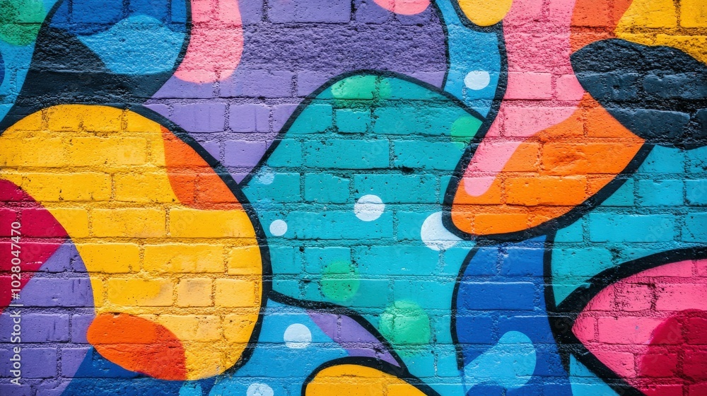 Obraz premium Vibrant abstract graffiti art on a brick wall.
