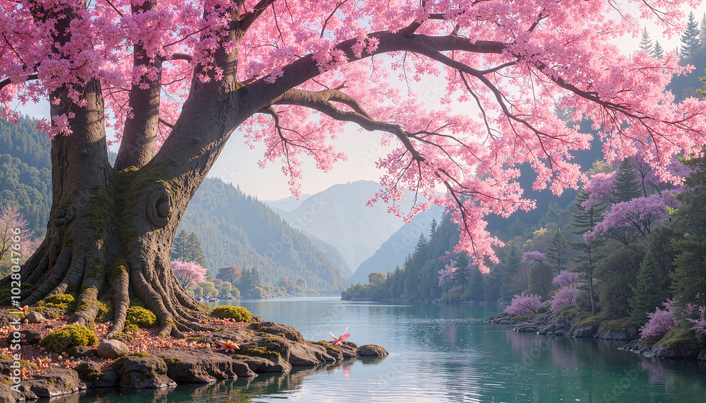 Fototapeta premium Seamless Background: Japanese Cherry Blossoms