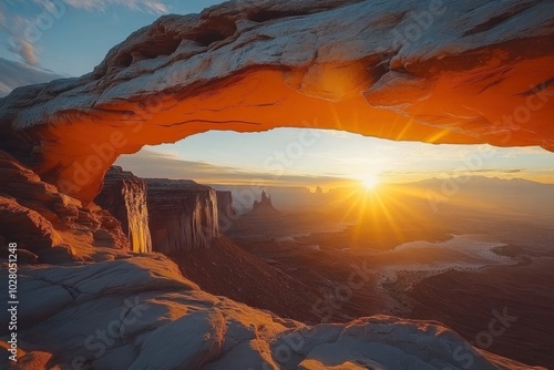 Mesa Arch Sunrise background - generative ai