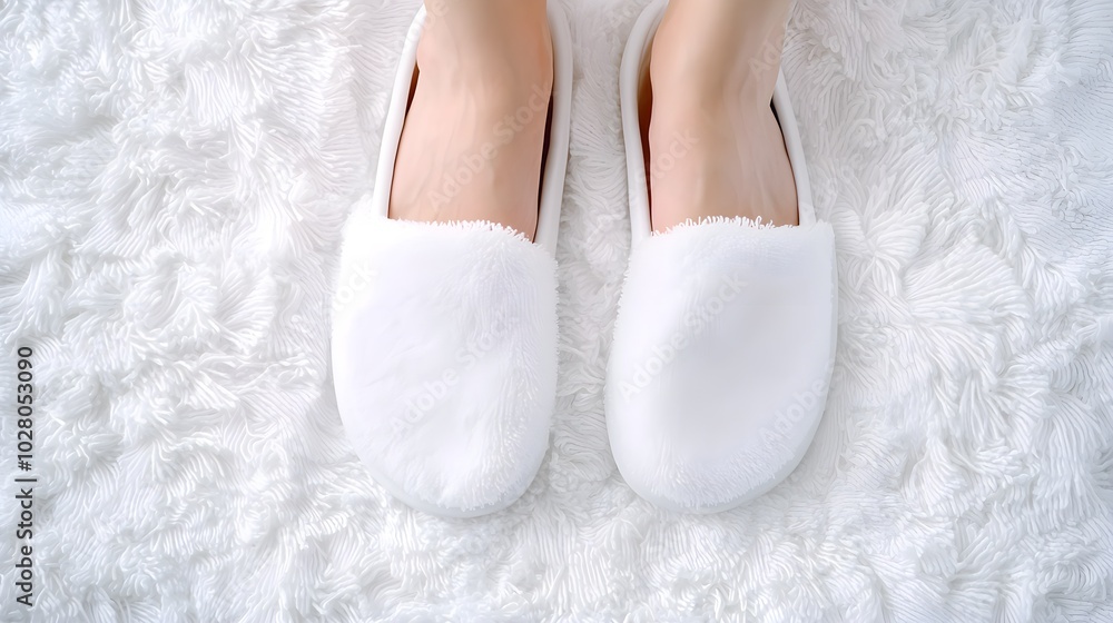 Top view of smooth feet on a white towel, soft lighting, serene spa environment, minimalist design, highlighting skin texture and relaxation Top view of smooth feet on a white towel, soft lighting, serene spa environment, minimalist design, highlighting skin texture and relaxation