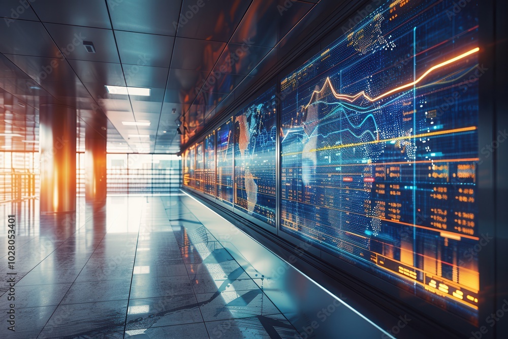 The logistics control center displays large screens with detailed delivery routes and real-time data for efficient operations. Generative AI