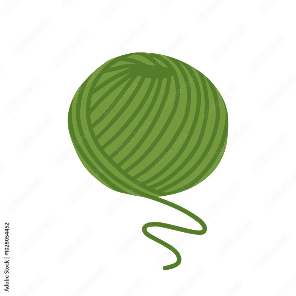 Cartoon green wool roll icon for knitting isolated on white background. Cartoon green wool roll icon for knitting isolated on white background.