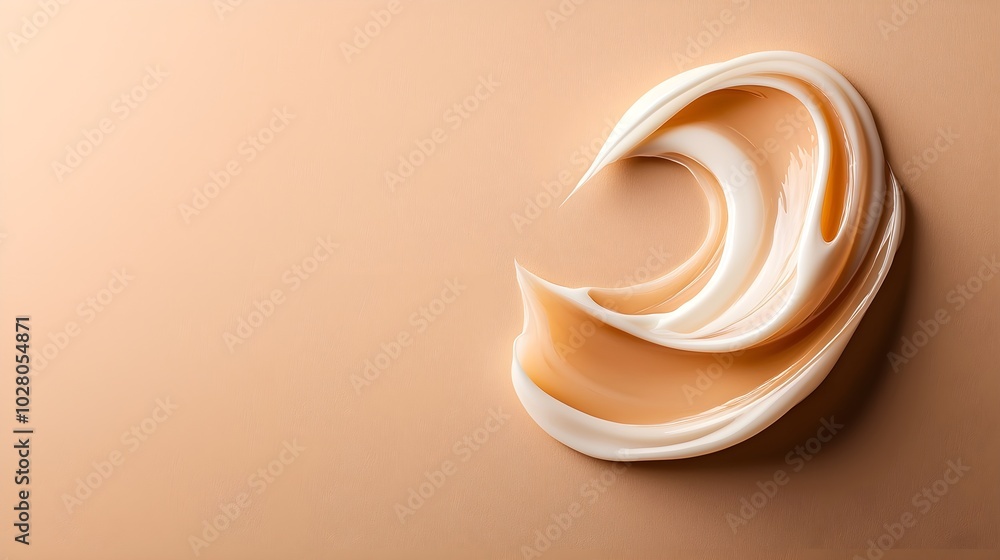 Swirled clear gel on a flat beige background, soft lighting, clean beauty product photography, top-down minimalist composition