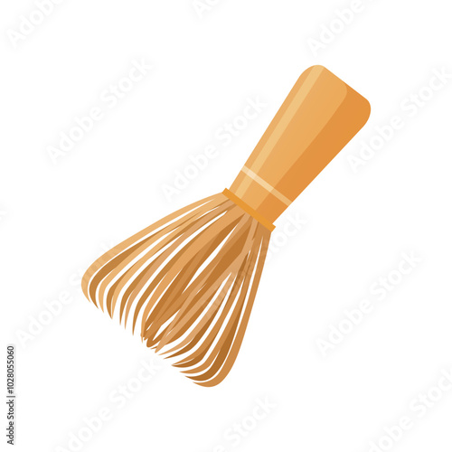 Bamboo whisk for whisking matcha powder with hot water isolated on white background.