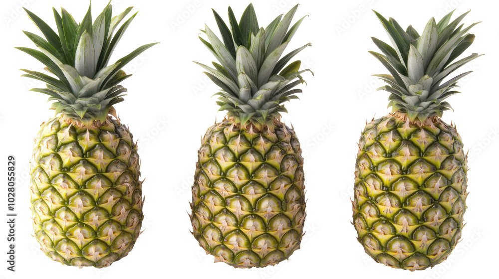 Fresh Pineapples Arranged on a White Background for Culinary Display Generative AI Fresh Pineapples Arranged on a White Background for Culinary Display Generative AI