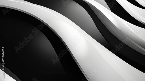 Wallpaper Abstract black and white wavy shapes creating a modern and minimalist background