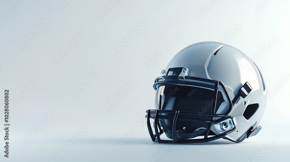 Fototapeta premium white football helmet with black facemask on a white background