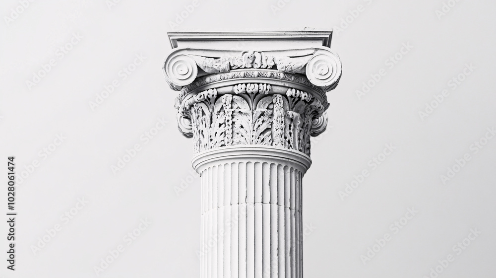 black and white greek column capital with fluted shafts and intricate carving black and white greek column capital with fluted shafts and intricate carving