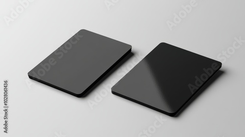 Two black blank cards Mockup arranged on a white background,