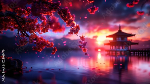 Meditation, serene environment, vibrant colors, peaceful scenes, inviting