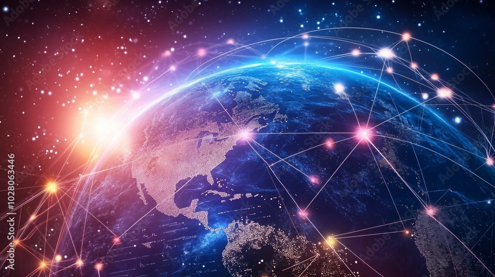 Digital Network Connections Around a Globe with Emphasis on North America Digital Network Connections Around a Globe with Emphasis on North America