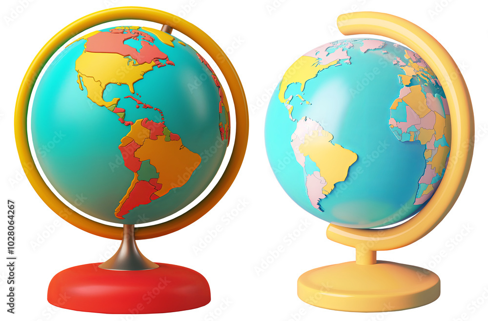 set of colorful globe symbol. 3D Icon Concept set of colorful globe symbol. 3D Icon Concept