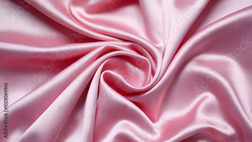 Close-Up of Vibrant Pink Silky Fabric with Soft, Flowing Folds and Shiny Texture