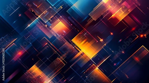 Wallpaper Abstract background showing dynamic and modern intertwined geometric shapes with light effects, perfect for websites and presentations