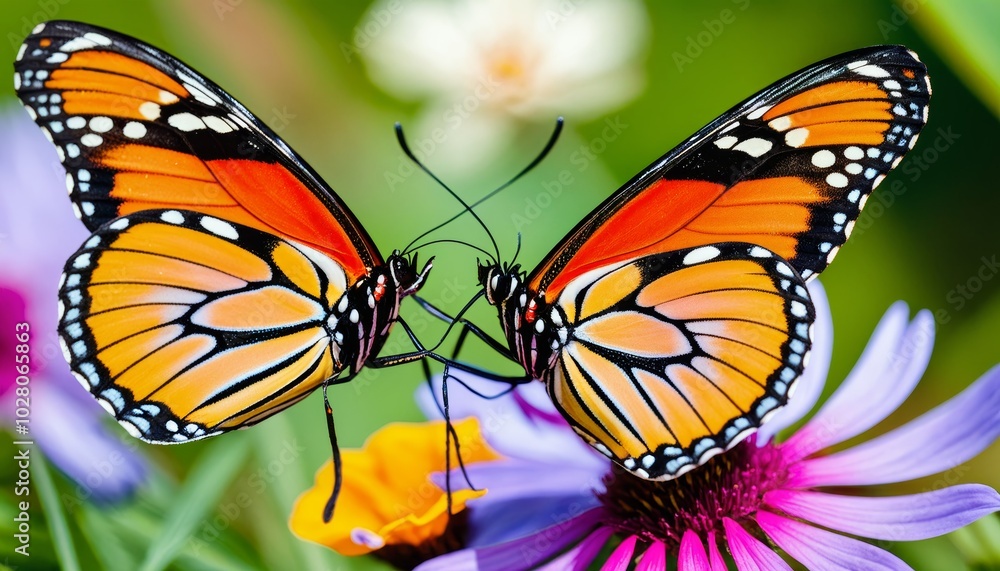 Fototapeta premium Colorful Butterfly on Flower Close-Up