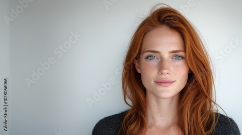 Beauty portrait of a young woman with red hair for digital media and beauty industry