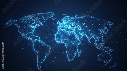 Wallpaper Mural A Digital World Map with Glowing Lines and Nodes Torontodigital.ca