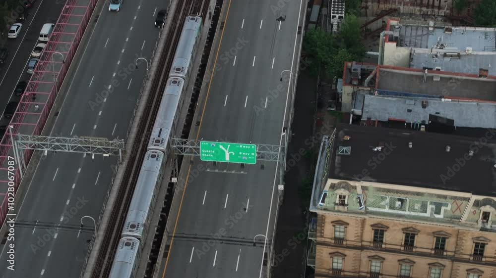 New York City Public Transportation crossing The Williamsburg Bridge New York City Public Transportation crossing The Williamsburg Bridge