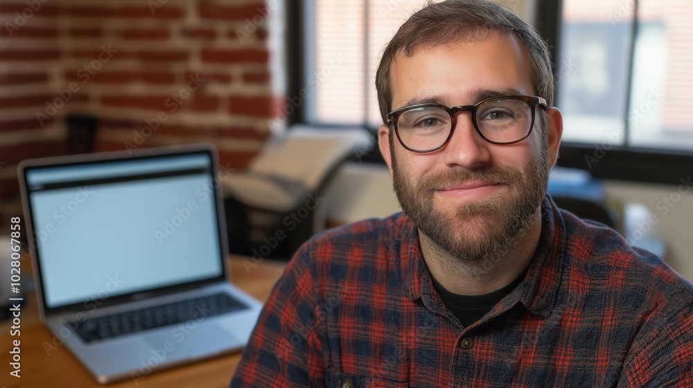 Hopeful entrepreneur working from home office for small business success Hopeful entrepreneur working from home office for small business success