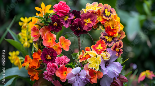 Wallpaper Mural Vibrant Flower Heart A Colorful Arrangement of Blooms in a Heart Shape. Torontodigital.ca