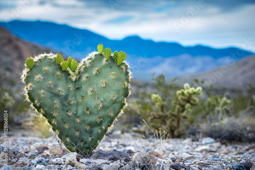 The Heart of the Desert A Prickly Cactus Blooms in the Southwestern Landscape. photo